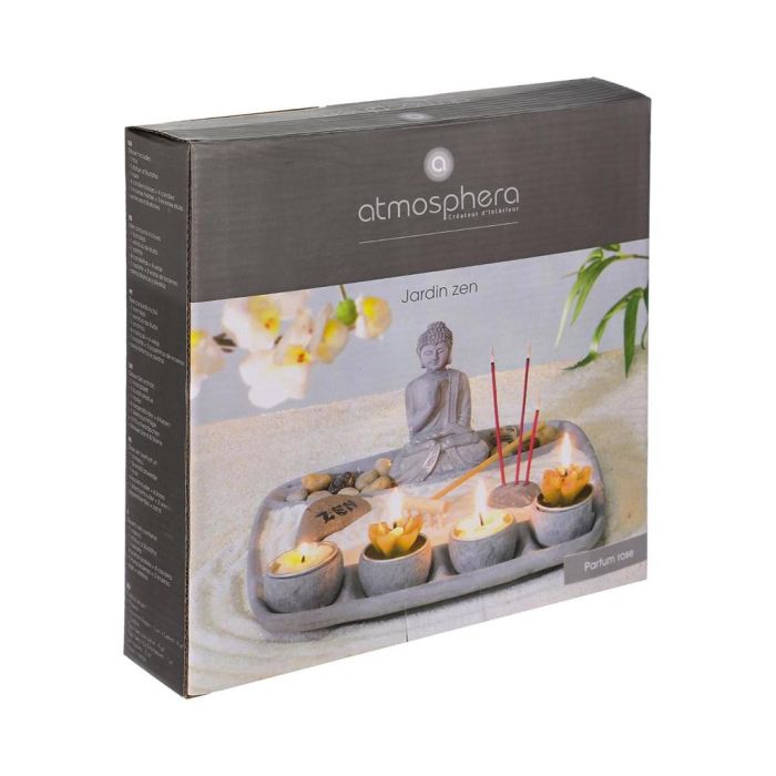 Atmosphera Jardín zen de cemento gris 24x24x12cm, ideal para reducir el estrés 1 Atmosphera Jardín zen de cemento gris 24x24x12cm, ideal para reducir el estrés 1