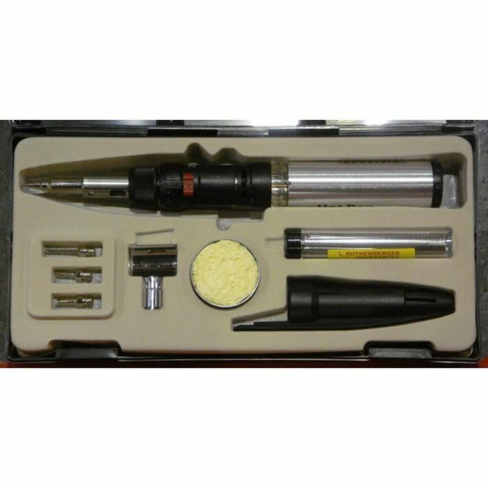 Rothenberger Soldador 3 en 1 con Llama, Aire Caliente y Punta Soldar - 1450°C - Ideal para soldadura de precisión, electrónica y reparaciones - Plata 1 Rothenberger Soldador 3 en 1 con Llama, Aire Caliente y Punta Soldar - 1450°C - Ideal para soldadura de precisión, electrónica y reparaciones - Plata 1