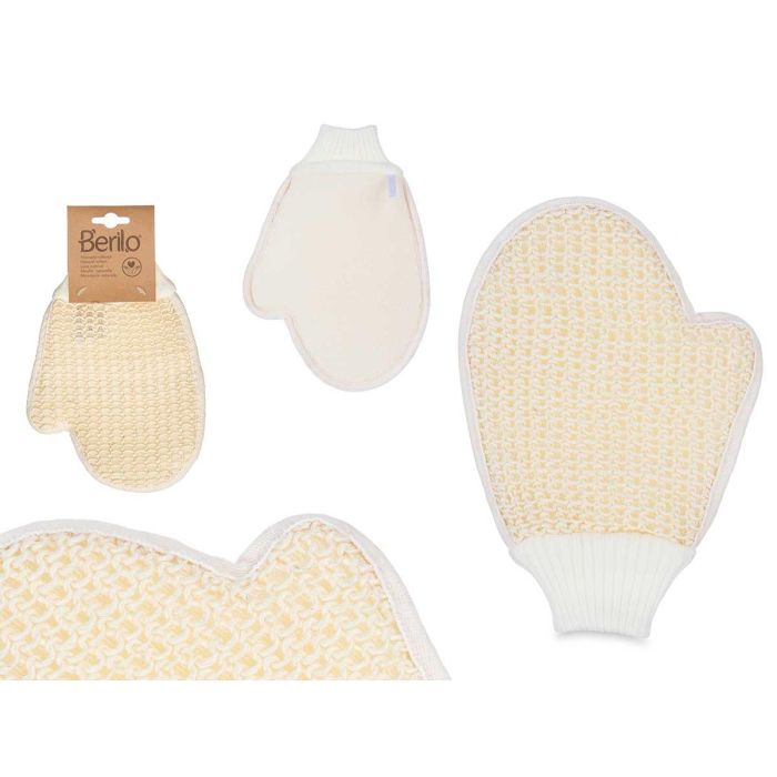 Manopla Trenzada Natural Berilo 17x24x2 cm - Sisal, Espuma, Poliéster - Blanco/Beige (24 Unidades)