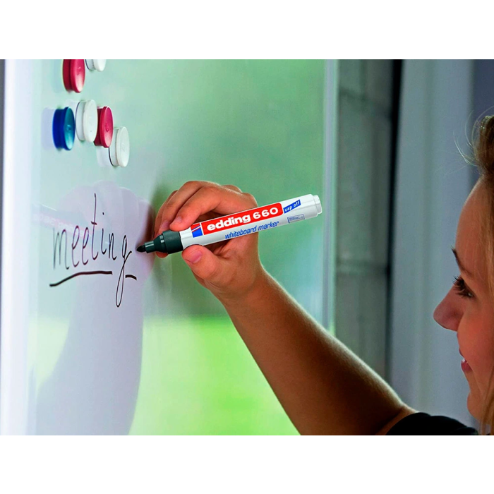 Edding Marcador Pizarra Blanca 660 Rellenable Negro Set de 10 (Set de 10) 1