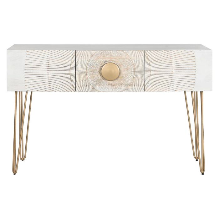 Consola Home ESPRIT Blanco Dorado Metal Madera de mango 120 x 38 x 76 cm 1