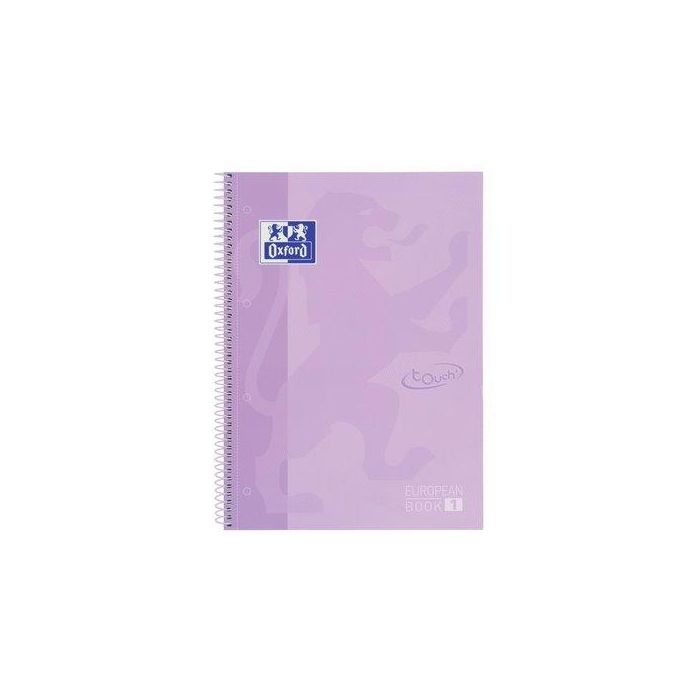 Bloc Oxford School Eu.Book 1 Touch Micro.Tapa Extra A4+ 80H Cuadric.5X5 90G Lavanda Pastel (Set de 5)