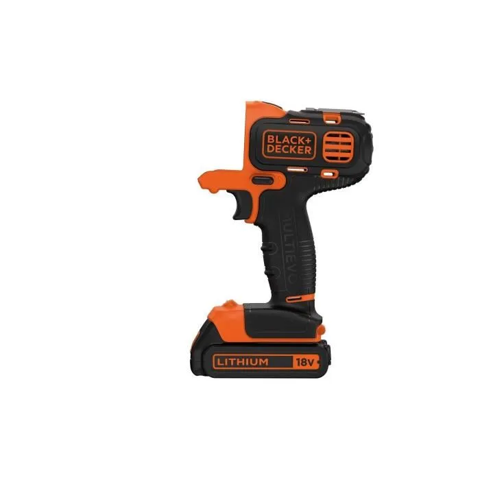 Black + Decker Taladro-Atornillador MultiEvo a Batería 18V 1,5Ah + Cargador MT218K-QW Herramienta con Cabezal Intercambiable 1
