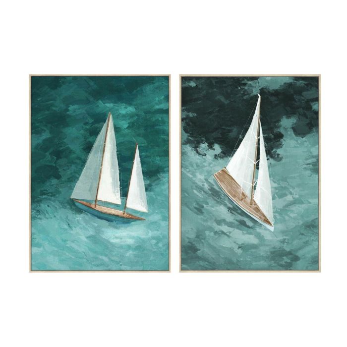 Cuadro Mediterraneo DKD Home Decor Turquesa Natural 4 x 120 x 90 cm (2 Unidades) Cuadro Mediterraneo DKD Home Decor Turquesa Natural 4 x 120 x 90 cm (2 Unidades)