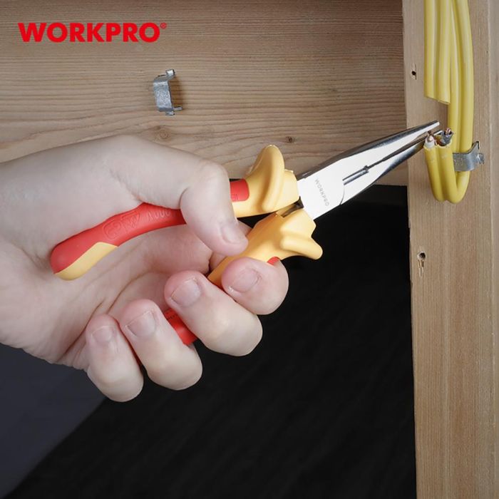 Workpro Juego de 4 Alicates Aislados 1000V (Punta Larga 160mm, Corte Diagonal 160mm, Universal 160mm, Pico Loro 250mm) en Acero Cromo Vanadio 3