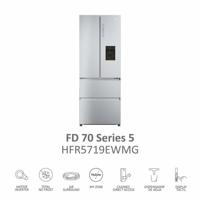Frigorífico combinado Haier HFR5719EWMG 190 Plateado 20 Frigorífico combinado Haier HFR5719EWMG 190 Plateado 20