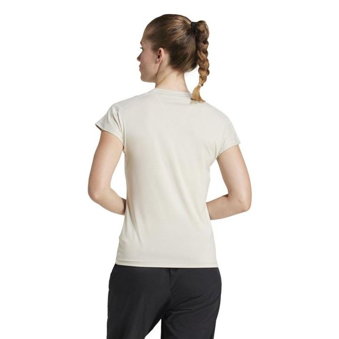 Camiseta de Manga Corta Mujer Adidas Aeroready Minimal Beige Fitness 4-5 Años 3