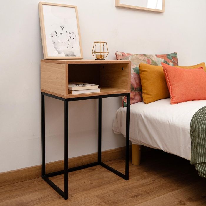 Vinthera Mesilla Moa MDF Natural Patas Acero 40x30x68 cm 2 Vinthera Mesilla Moa MDF Natural Patas Acero 40x30x68 cm 2