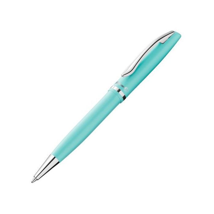 Pelikan Bolígrafo Jazz Pastel Tinta Azul Color Menta, Diseño Moderno de Metal, Mecanismo de Giro, Punto Mediano 1mm, Incluye Caja de Regalo