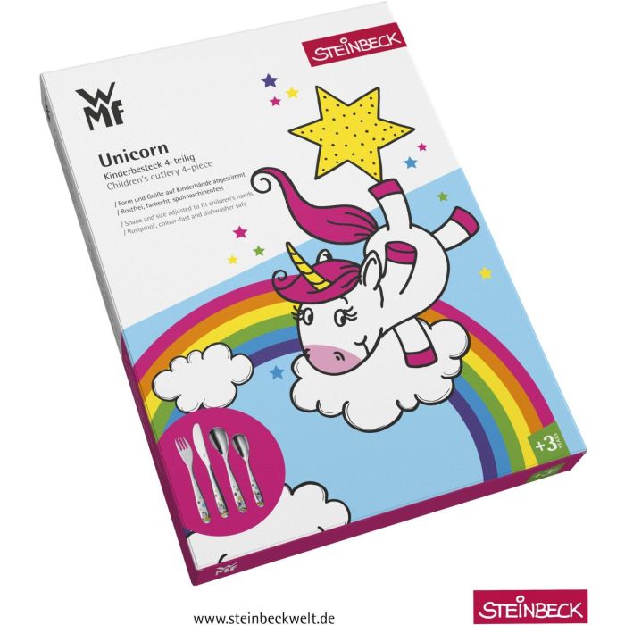 WMF 1286056040 Einhorn Kinderbesteck. 4-teilig. Cromargan 4