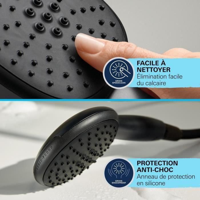Rociador de ducha - GROHE Vitalio Start 110 279462431 - 2 chorros (Lluvia/Estimulante) - Ahorro de agua - Proceso antical - Negro Mate 5 Rociador de ducha - GROHE Vitalio Start 110 279462431 - 2 chorros (Lluvia/Estimulante) - Ahorro de agua - Proceso antical - Negro Mate 5