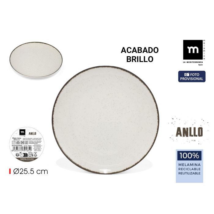 La Mediterran Plato Llano Melamina Brillo Anllo 25.5 cm (24 Unidades) 0 La Mediterran Plato Llano Melamina Brillo Anllo 25.5 cm (24 Unidades) 0