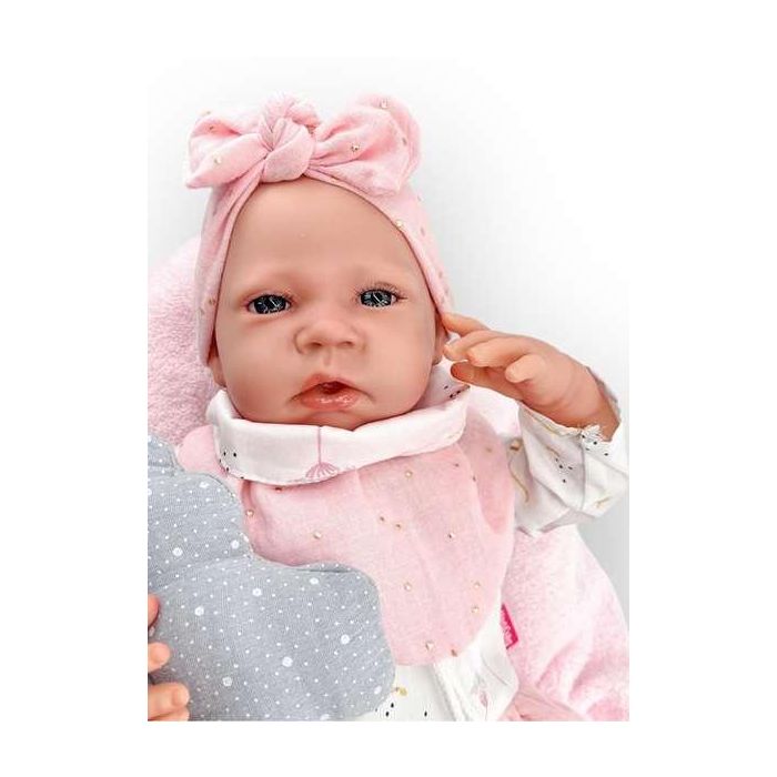 Reborn vestido blanco lazo rosa mecanismo pulsador lloro ref: 18402-24 50 cm 2 Reborn vestido blanco lazo rosa mecanismo pulsador lloro ref: 18402-24 50 cm 2