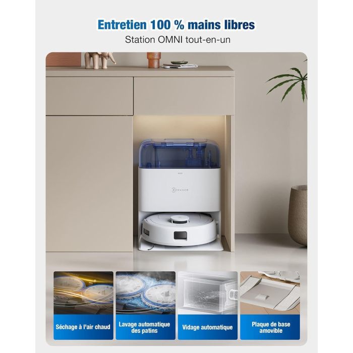 Ecovacs Aspiradora robot DEEBOT MINI 9.000 Pa ZeroTangle 2.0 TrueMapping 2.0 Secado 45° Vaciado automático 4