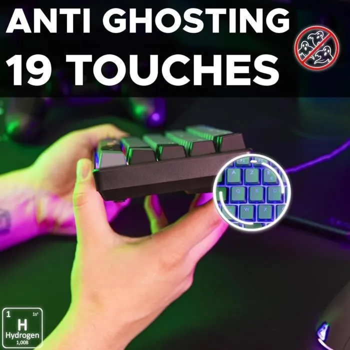 The G-Lab Teclado Gaming KEYZ-HYDRO-GRB/FR 60% Membrana 2 Colores Gris + Teclas Negras