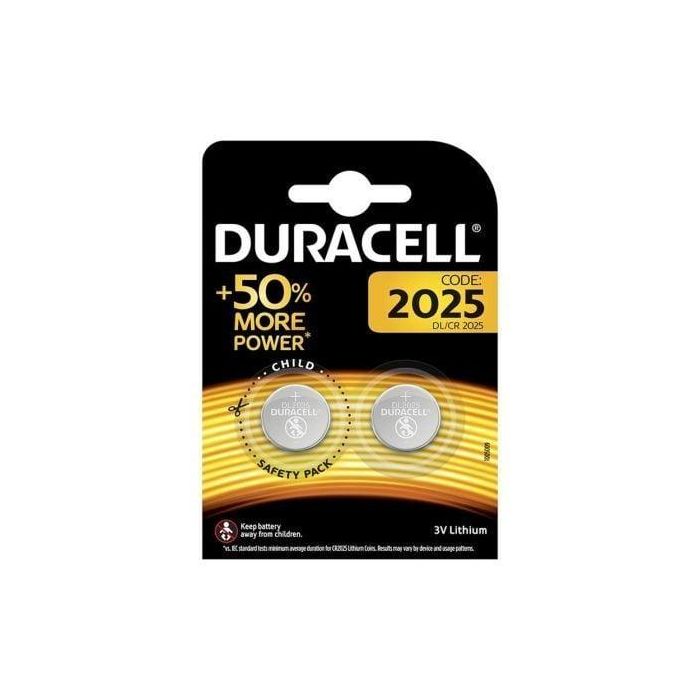 Duracell Pila alcalina botón CR2025 Blíster 2 unidades, larga duración