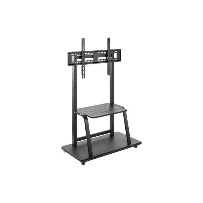 AISENS - SOPORTE DE SUELO ECO CON RUEDA, BANDEJA PARA DVD PARA MONITOR/TV 150KG DE 37-100, NEGRO
