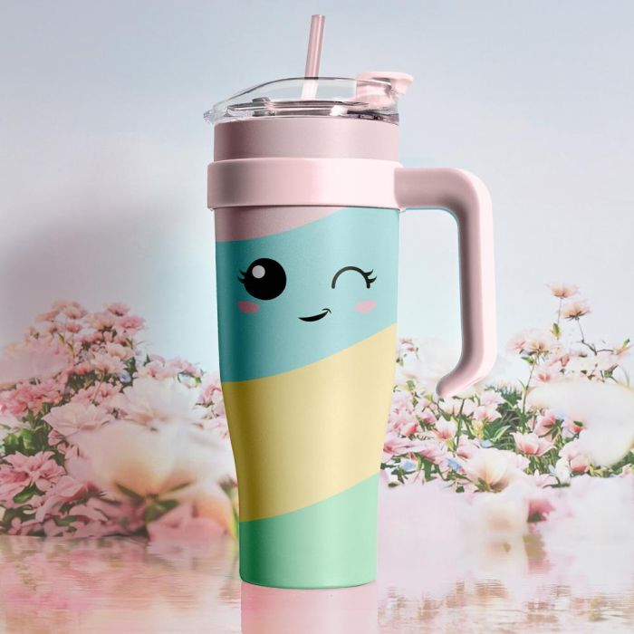Cook Concept Mug Térmico Miami Kawaii 1,2 L con Asa Acero Inoxidable para Bebidas Frías y Calientes, Ideal Deportistas 1