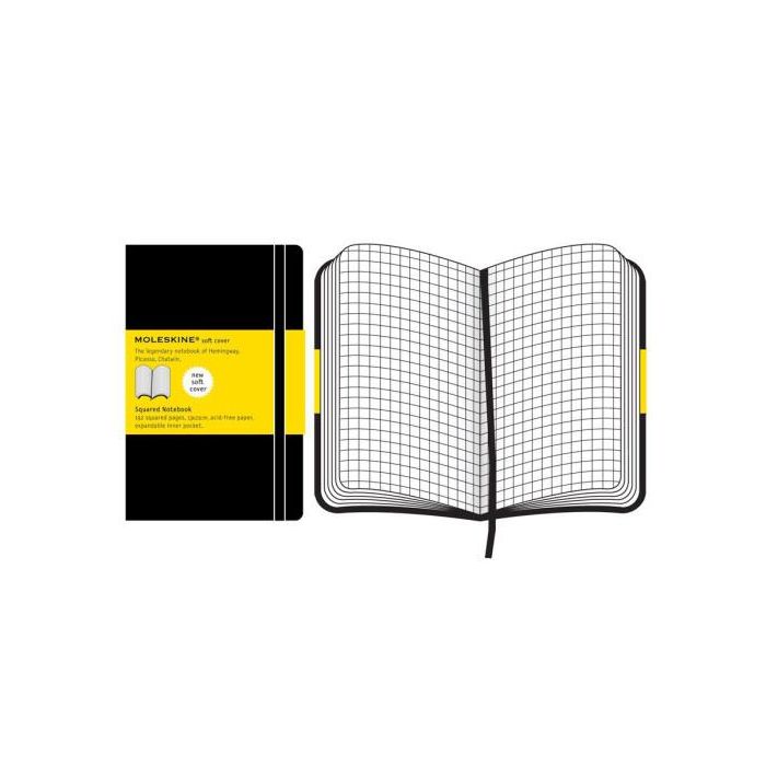 Cuaderno Moleskine Clasico Tapa Blanda 13X21 192H 70Gr. Cuadriculada Con Goma Negra 1
