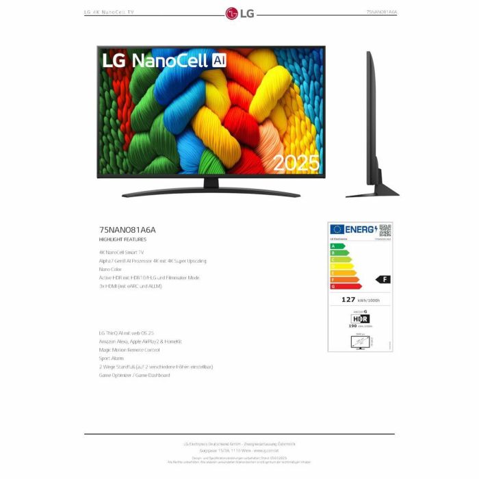 Smart TV LG 75NANO81A6A 75" 4K Ultra HD HDR D-LED NanoCell 6