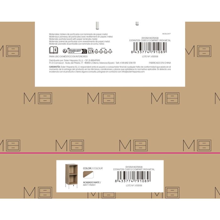 Inde Estantería Cubo 2 Compartimentos Pata Metal 30x29x72 cm 3 Inde Estantería Cubo 2 Compartimentos Pata Metal 30x29x72 cm 3