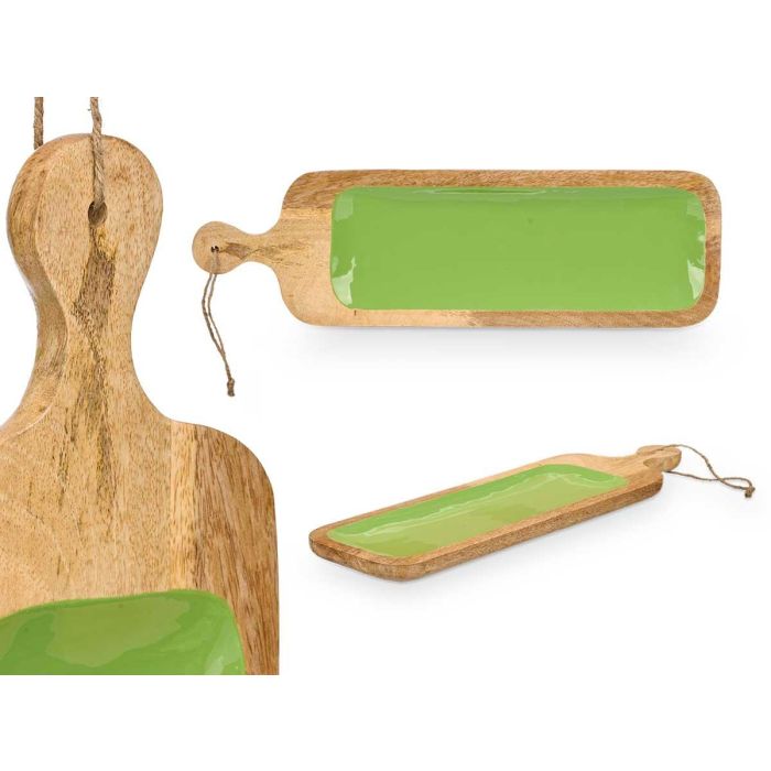 Bandeja Rectangular con Asa de Madera Mango Verde Giftdecor 50x14x3 cm (6 Unidades) Bandeja Rectangular con Asa de Madera Mango Verde Giftdecor 50x14x3 cm (6 Unidades)