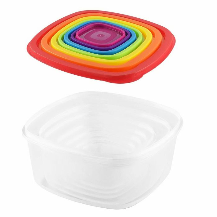 Set de 7 Fiambreras Apilables Cuadradas Privilege (12 Cajas) 8 Set de 7 Fiambreras Apilables Cuadradas Privilege (12 Cajas) 8