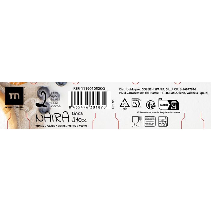 Set 2 Tazas Café con Leche 21 Cl Naira - Inde (36 Cajas) 4 Set 2 Tazas Café con Leche 21 Cl Naira - Inde (36 Cajas) 4