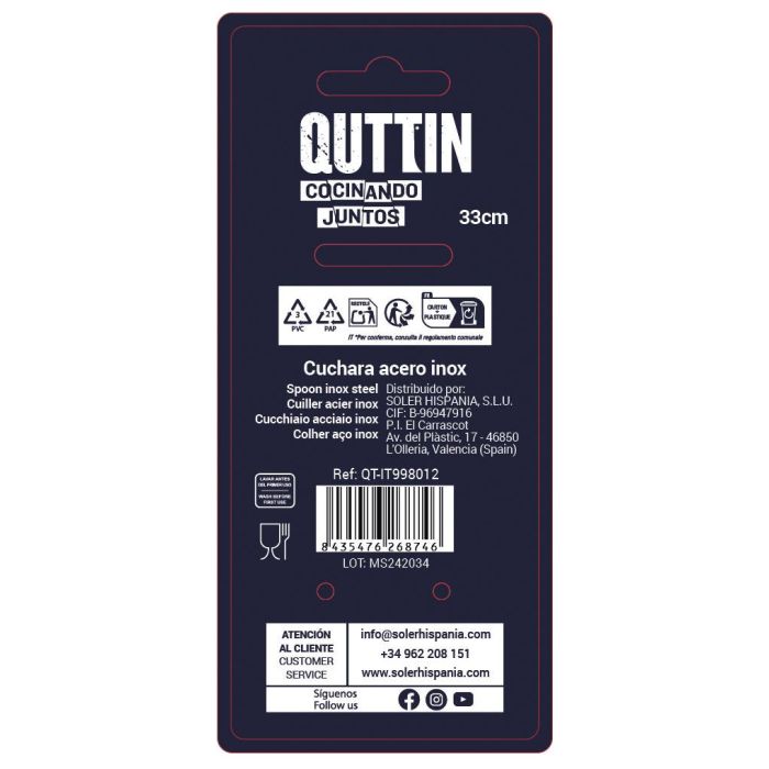 Cuchara Quttin 33 cm acero inoxidable - Inde (24 Unidades) 7 Cuchara Quttin 33 cm acero inoxidable - Inde (24 Unidades) 7