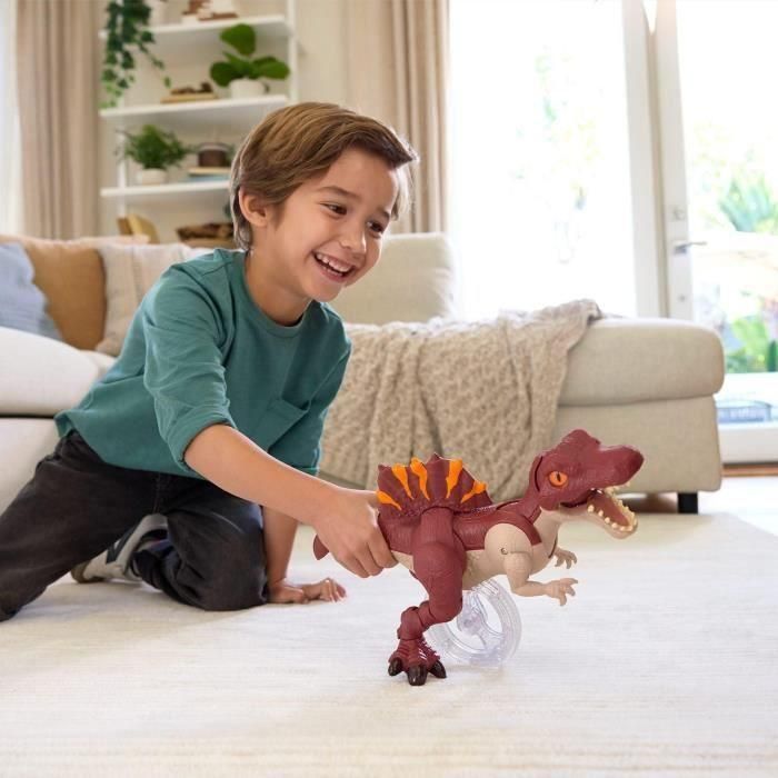 Imaginext Jfr24 Spinosaurus Corredor Jurassic World El Renacer - Dinosaurio de Juguete que Muerde, Corre y se Mueve con Gatillo en Cola, 22.86 cm 1