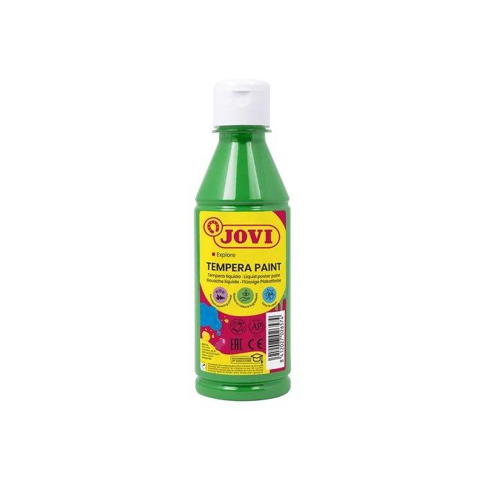 Jovi Témpera Líquida Verde Medio 250 mL - Ingredientes Naturales, Colores Intensos, Secado Rápido