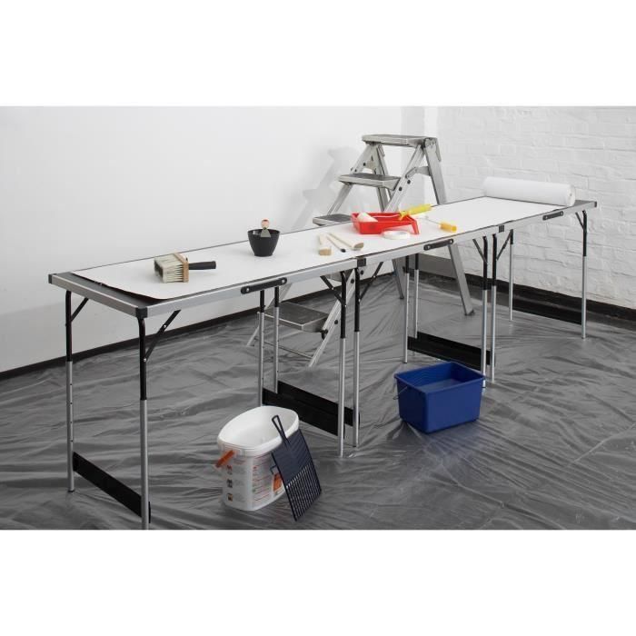 Meister Lote de 3 Mesas Multifunción 1000x600mm Altura Ajustable 730-940mm Superficie Aluminio Capacidad 30kg/mesa Conectables 2