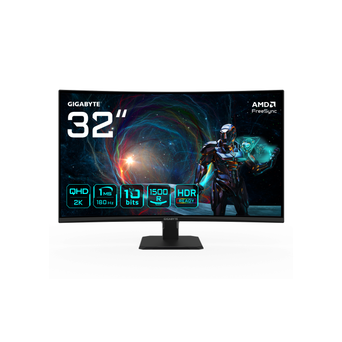 GIGABYTE GS32QCA 31.5" Monitor Curvo Gaming QHD 2560x1440 180Hz 1ms VA FreeSync HDR Ready 0 GIGABYTE GS32QCA 31.5" Monitor Curvo Gaming QHD 2560x1440 180Hz 1ms VA FreeSync HDR Ready 0