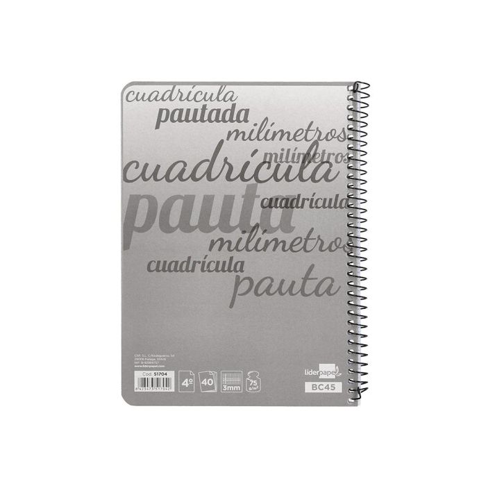 Cuaderno Espiral Liderpapel Cuarto Pautaguia Tapa Blanda 40H 75 gr Cuadro Pautado 3 mm Con Margen Colores Surtidos 10 unidades 3