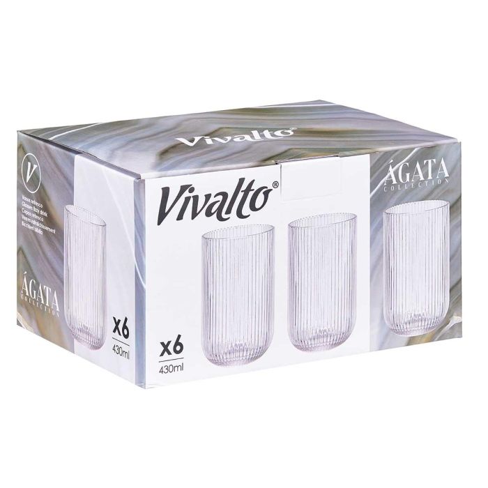 Vaso Transparente Rayas 430Ml Vivalto 7X12CM (24 Unidades) 2 Vaso Transparente Rayas 430Ml Vivalto 7X12CM (24 Unidades) 2