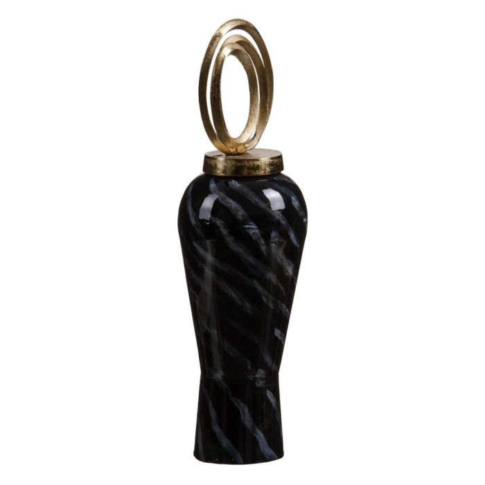 Jarrón Cristal Negro Dorado Metal 15 x 15 x 46 cm 0 Jarrón Cristal Negro Dorado Metal 15 x 15 x 46 cm 0
