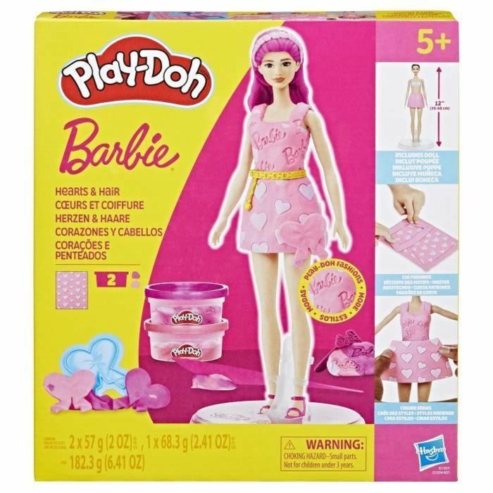 Juego de Plastilina Play-Doh Barbie Hearts & Hair Multicolor 0 Juego de Plastilina Play-Doh Barbie Hearts & Hair Multicolor 0
