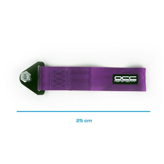 OCC Motorsport OCCRC012 Cinta de Remolque Morada de Nylon con Gancho de Acero, 3000kg, 25x5cm, Uso Racing y Particular 1