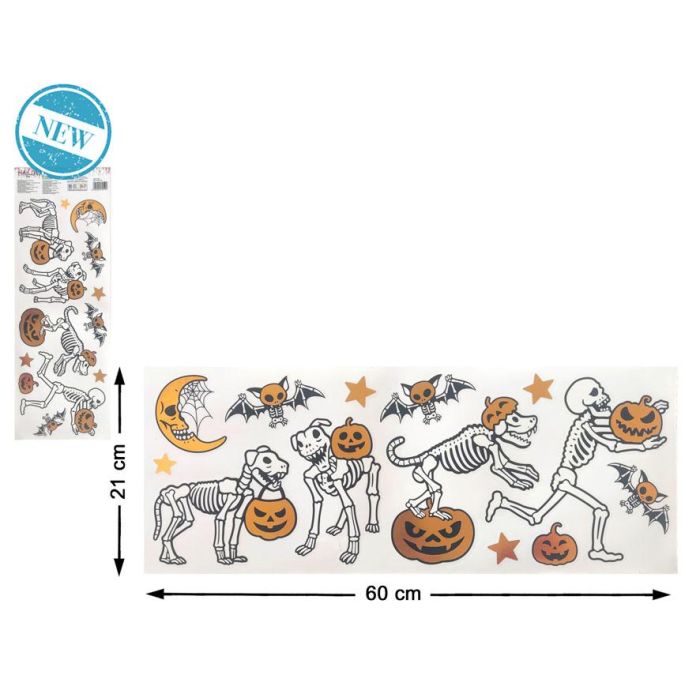Sticker Decorativo Halloween Esqueletos Calabazas Murciélagos Fiesta Hogar 60x21cm
