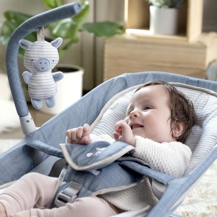 INGENUITY Happy Belly Rock-to-Bounce Asiento - Música - Vibraciones - Arco de Actividad Extraíble - Peluche Cebra - 3 INGENUITY Happy Belly Rock-to-Bounce Asiento - Música - Vibraciones - Arco de Actividad Extraíble - Peluche Cebra - 3