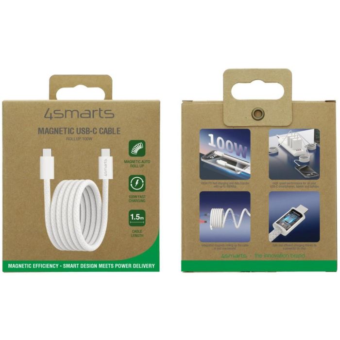 4smarts USB-C Magnetisches Kabel RollUp 1.5m. wei 6