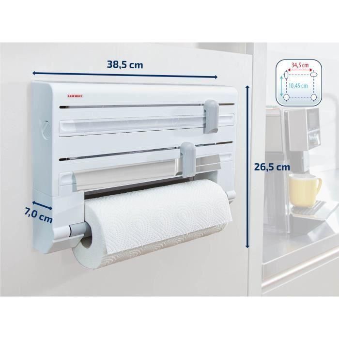 Leifheit Parat ComfortLine dispensador de pared 25703, dispensador de pared de cocina para 3 rollos, dispensador de papel con cuchillas afiladas 5
