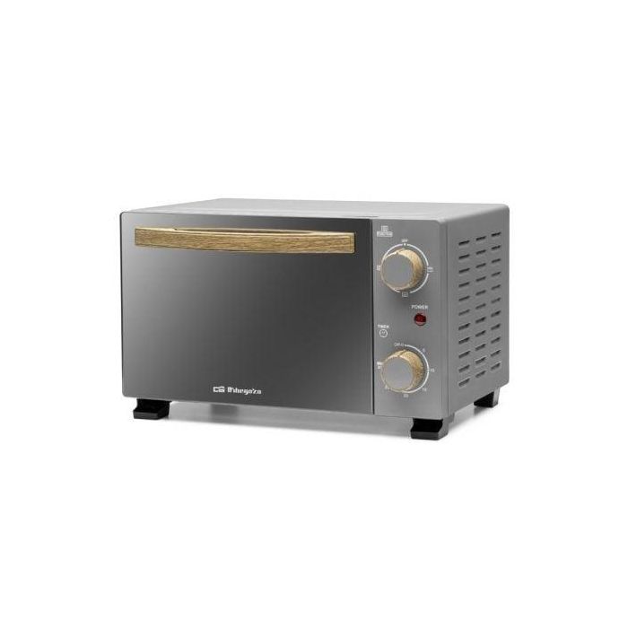 Orbegozo HO 995 Horno de Sobremesa 800W, 10L Gris con Temporizador, Doble Cristal Templado, Funciones Tostar, Asar, Gratinar