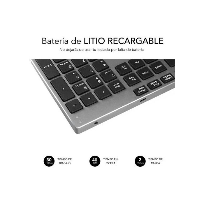 SUBBLIM Teclado Wireless Bluetooth Aluminio Advance Extended Grey 5