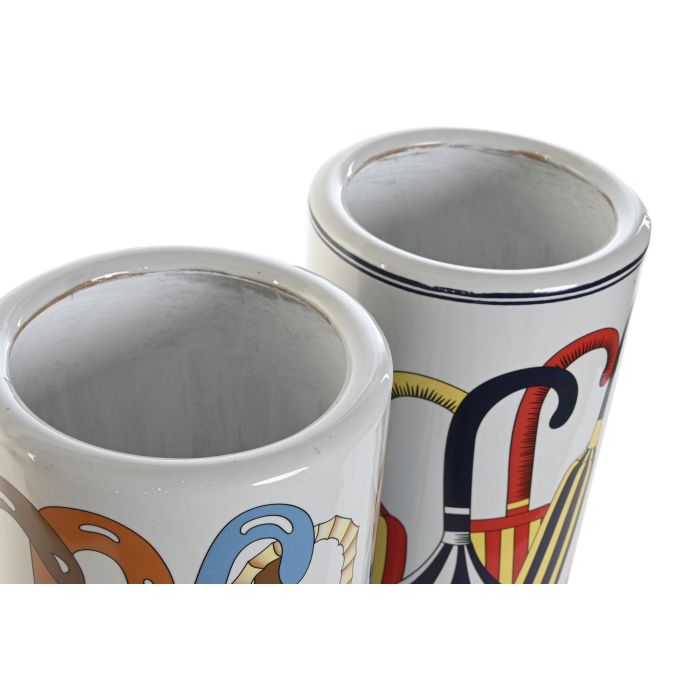 Paraguero Romantico DKD Home Decor Blanco Multicolor 19 x 45 x 19 cm (2 Unidades) 2