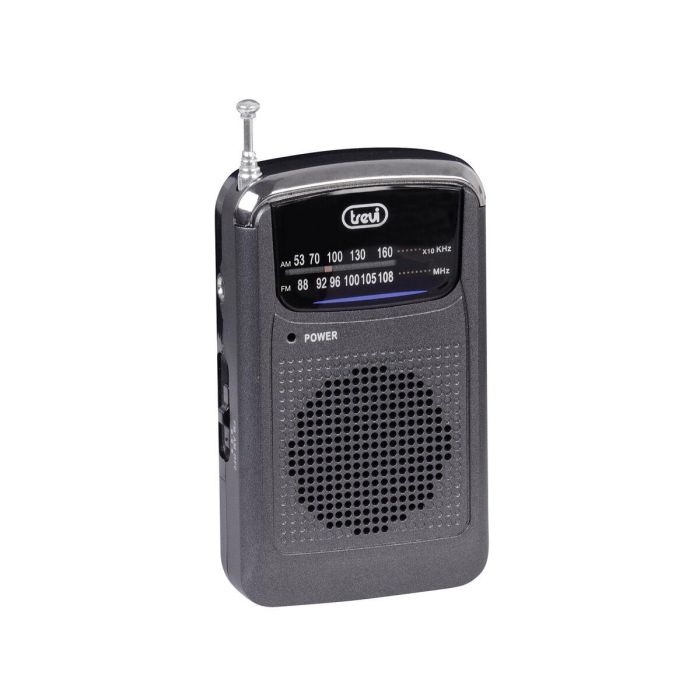 Trevi RA 710 Radio Portátil Analógica AM/FM Gris con Altavoces y Salida Auriculares, Alimentación AC/Batería 1