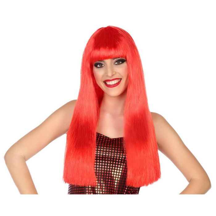 Peluca Roja Larga Lisa con Flequillo 60 cm y 120 gr - Ideal para Cosplay y Disfraces de Sirena o Villana 0 Peluca Roja Larga Lisa con Flequillo 60 cm y 120 gr - Ideal para Cosplay y Disfraces de Sirena o Villana 0