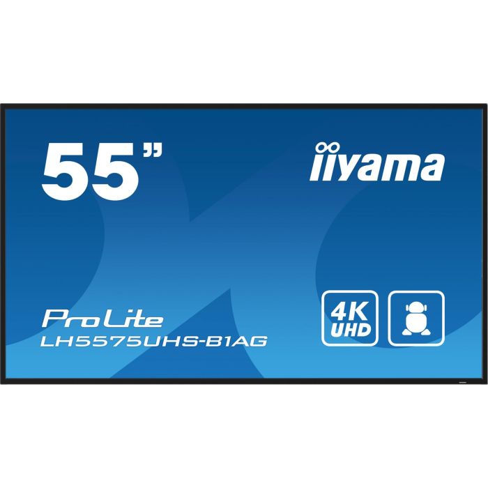 iiyama LH5575UHS-B1AG Pantalla Digital Profesional 54.6"/139cm 4K UHD IPS para Señalización 24/7 con Android 11 Negro 1