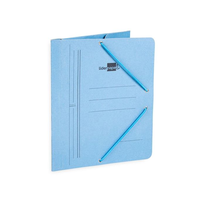 Carpeta Liderpapel Gomas Cuarto 3 Solapas Carton Pintado Azul 2