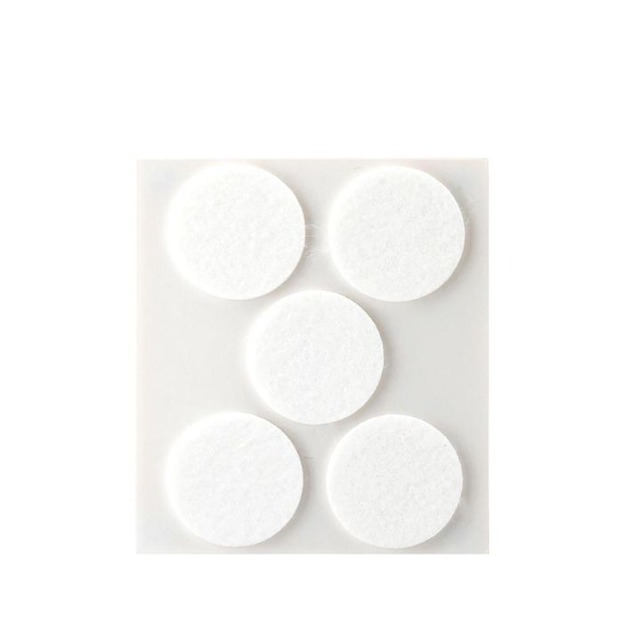Inofix Pack 5 Fieltros Blancos Sintéticos Adhesivos Ø34mm Plasfix - Lana Acrílica, Protección y Silencio
